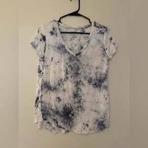 Women’s Areopostale V-Neck Tie-Dye Tee - White & Navy